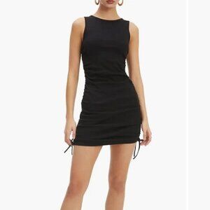 NWT Good American Black Ruched Tank Mini Dress - Size: 4 (Extra Large)